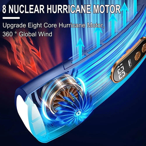 2025 Mini Hanging Neck Fan Portable Bladeless Neck Fan Air Cooler Digital Display Rechargeable Air Conditioner Neck Ventilator